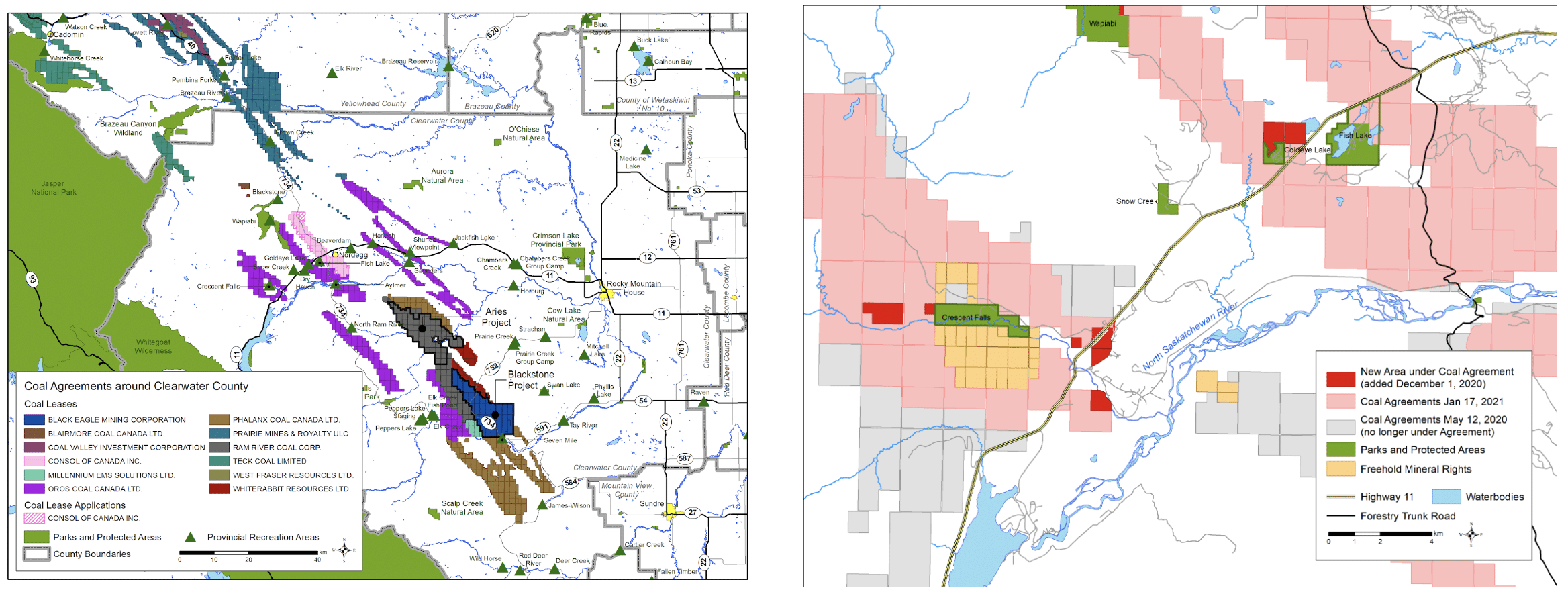Maps of Coal Agreements & Coal Leases in Alberta